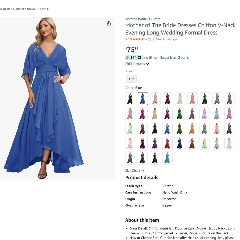 Mother of The Bride Chiffon V-Neck Dress